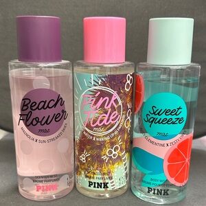 Victoria’s Secret Pink 3 bottle bundle Beach Flower, Pink Tide and Sweet Squeeze